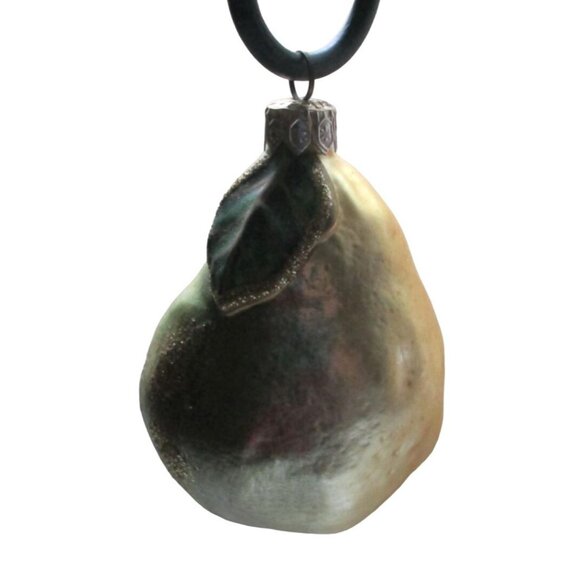 Vintage Pear-Shaped Poland Glass Christmas Ornament Bauble - Picture 3 of 6